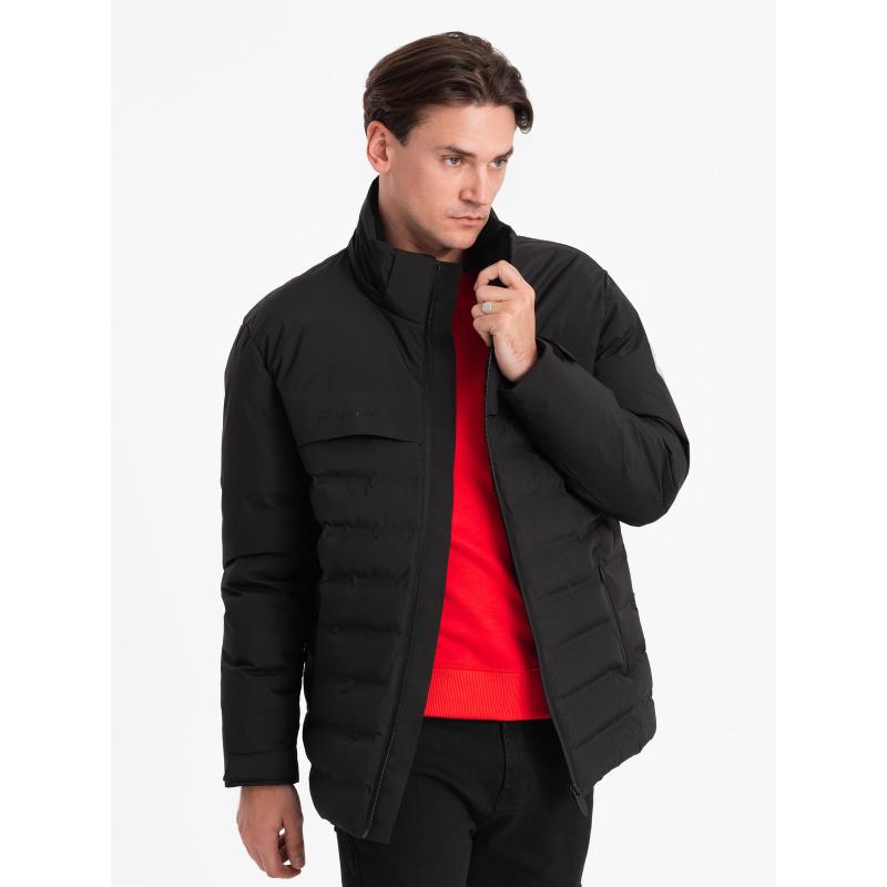 Férfi télikabát levehető kapucnival V3 OM-JAHP-0150 fekete