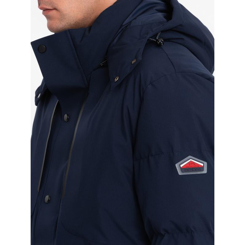 Pánska zimná bunda s odnímateľnou kapucňou V1 OM-JAHP-0152 tmavomodrá