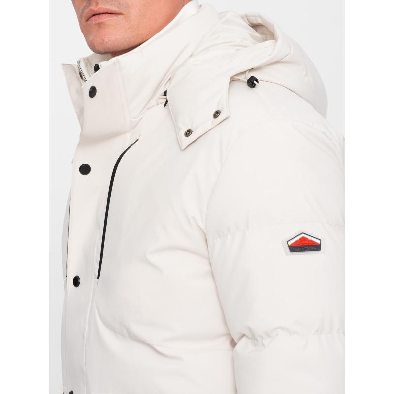Pánska zimná bunda s odnímateľnou kapucňou V2 OM-JAHP-0152 krémová