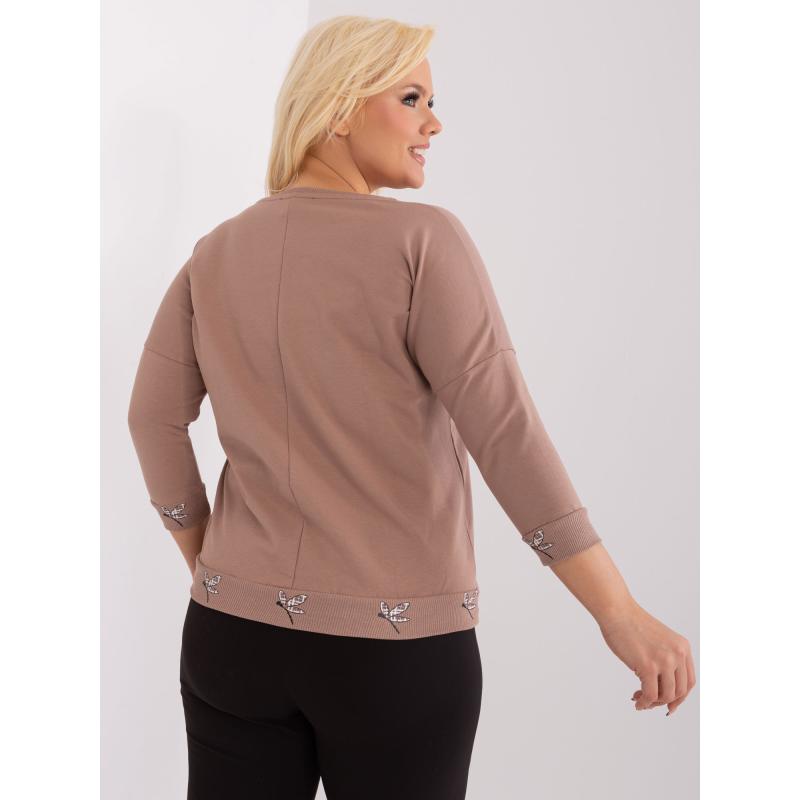 Dámska bavlnená blúzka plus size IKDA tmavobéžová