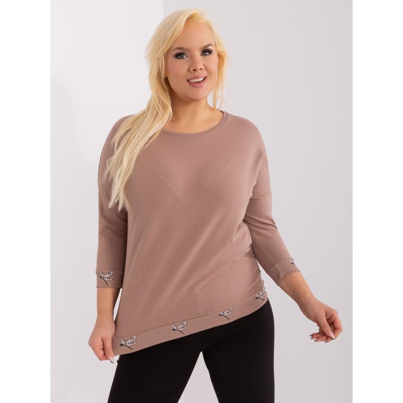 Dámska bavlnená blúzka plus size IKDA tmavobéžová