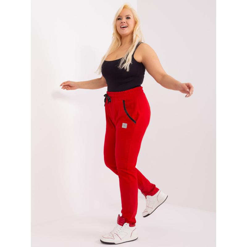 Dámské tepláky se zavazováním plus size RIVA červené 