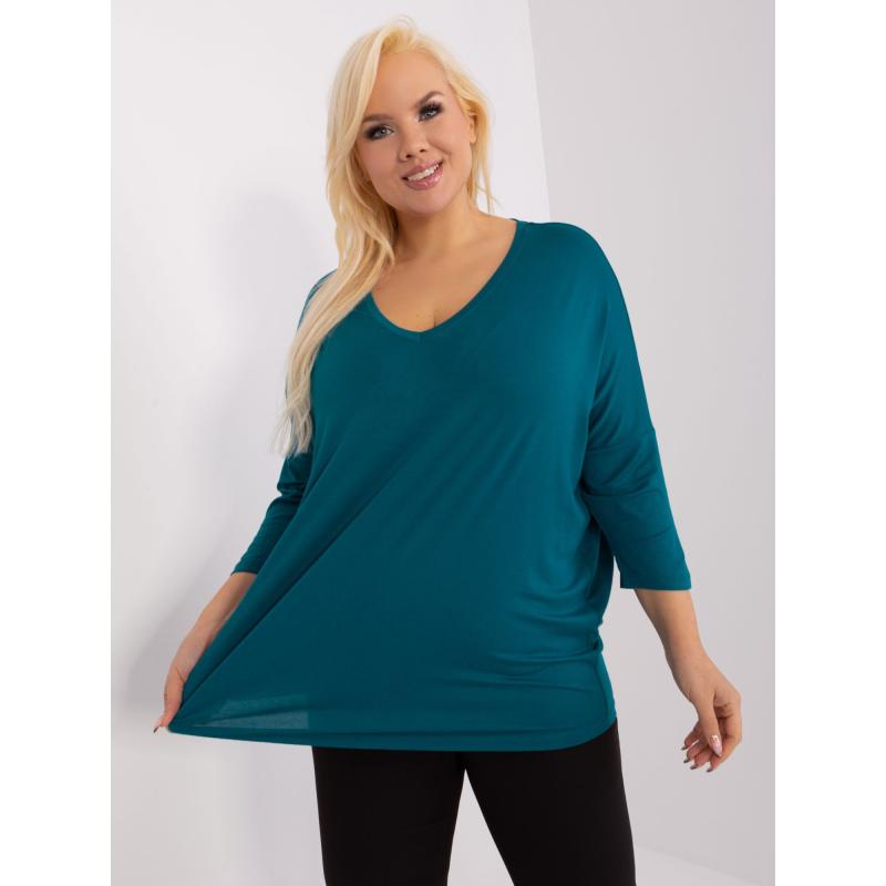 Dámská halenka s výstřihem do V plus size námořnická