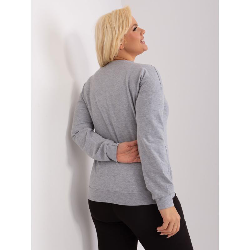 Dámská halenka s výstřihem do V plus size šedá