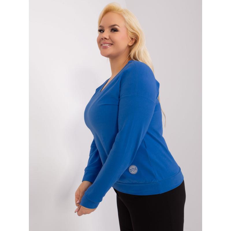 Dámská halenka s dlouhým rukávem plus size tmavě modrá  