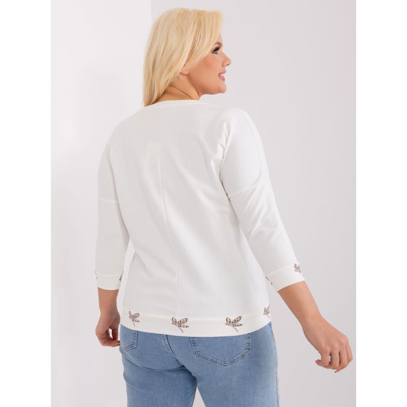 Dámska rebrovaná blúzka plus size ecru