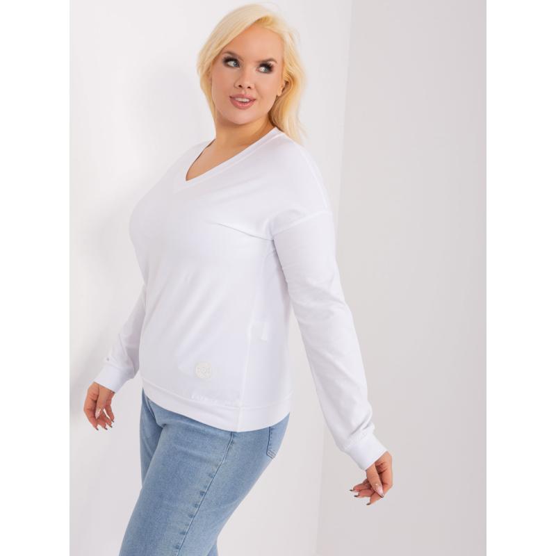 Dámská halenka s nášivkou plus size bílá