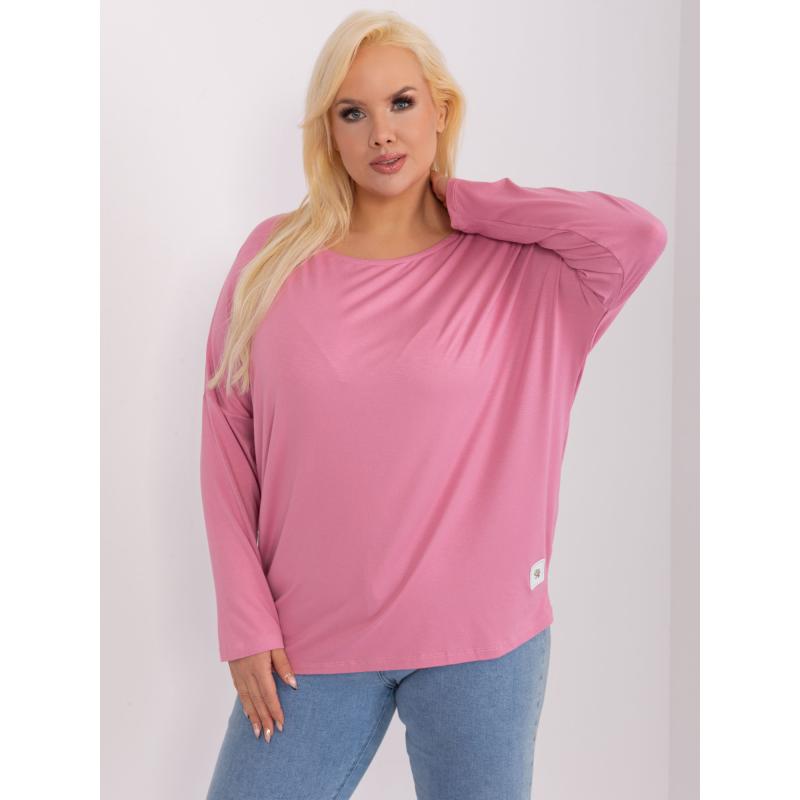 Női plus size blúz applikációval PALOMA rózsaszínű