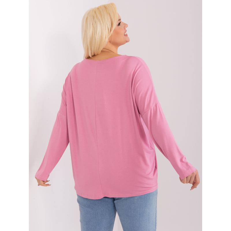 Női plus size blúz applikációval PALOMA rózsaszínű