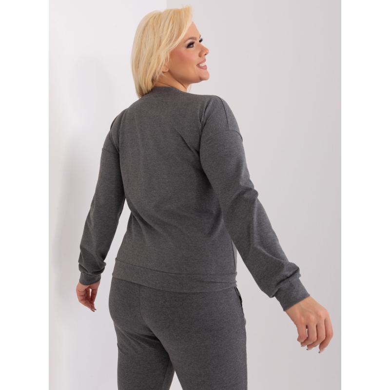 Női V-nyakú blúz plus size sötétszürke
