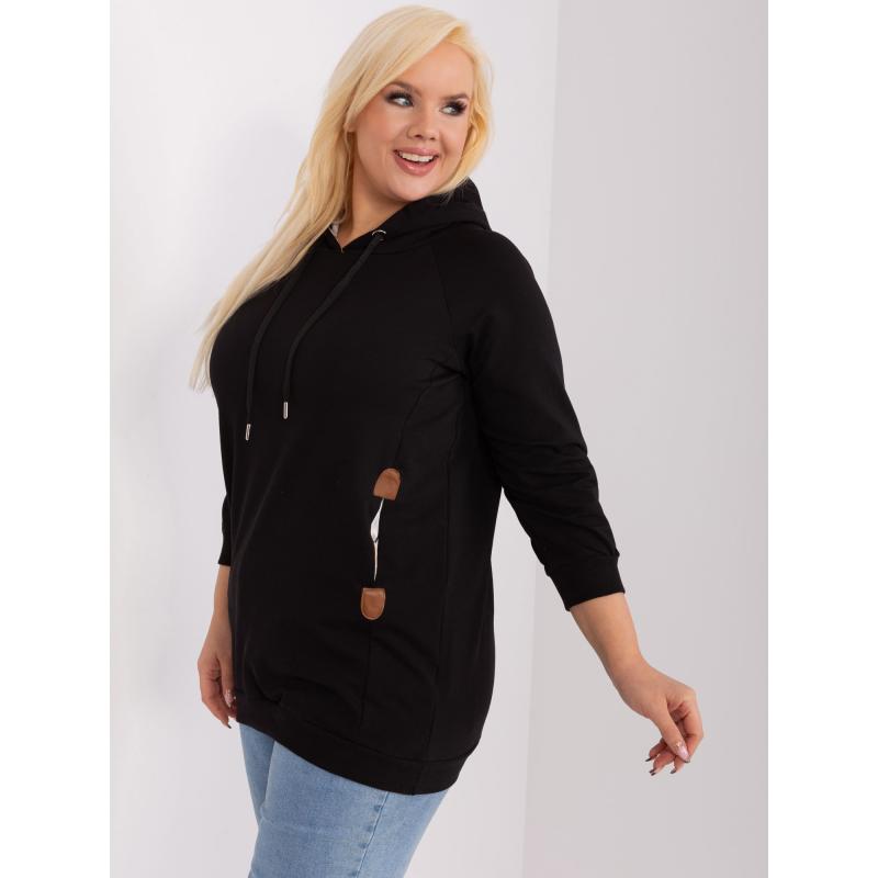 Női bélelt pulóver plus size fekete