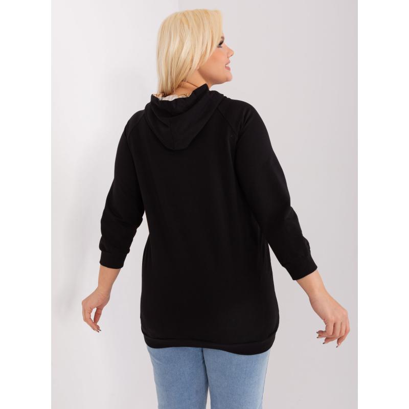 Női bélelt pulóver plus size fekete