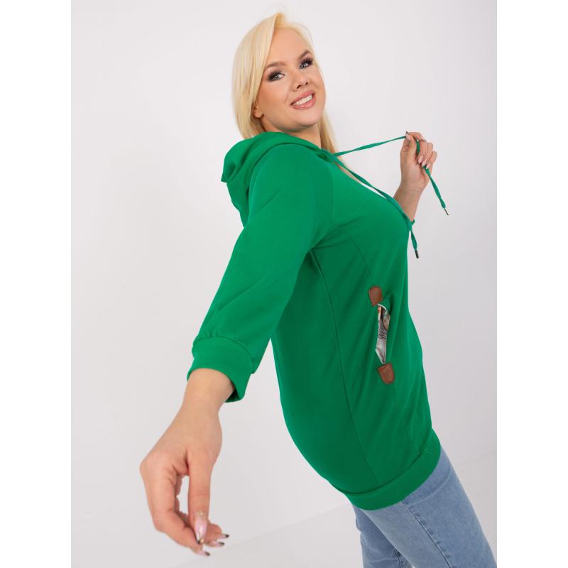 Női kapucnis pulóver plus size zöld