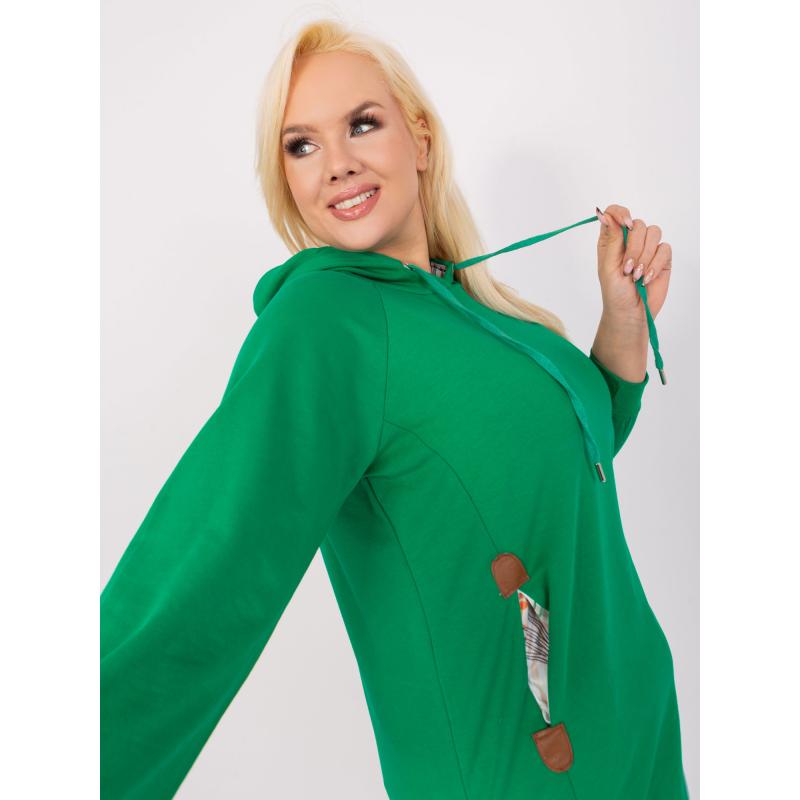 Dámská mikina s kapucí plus size zelená 