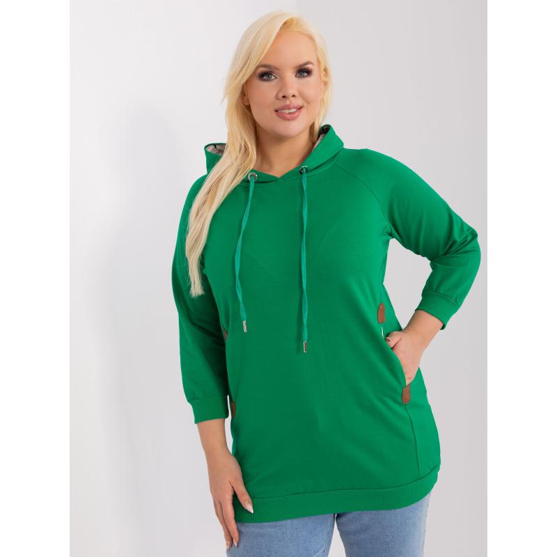Dámská mikina s kapucí plus size zelená 