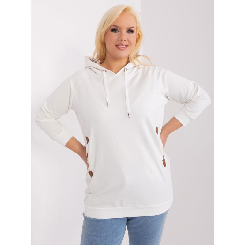 Dámská mikina plus size s kapucí ecru 