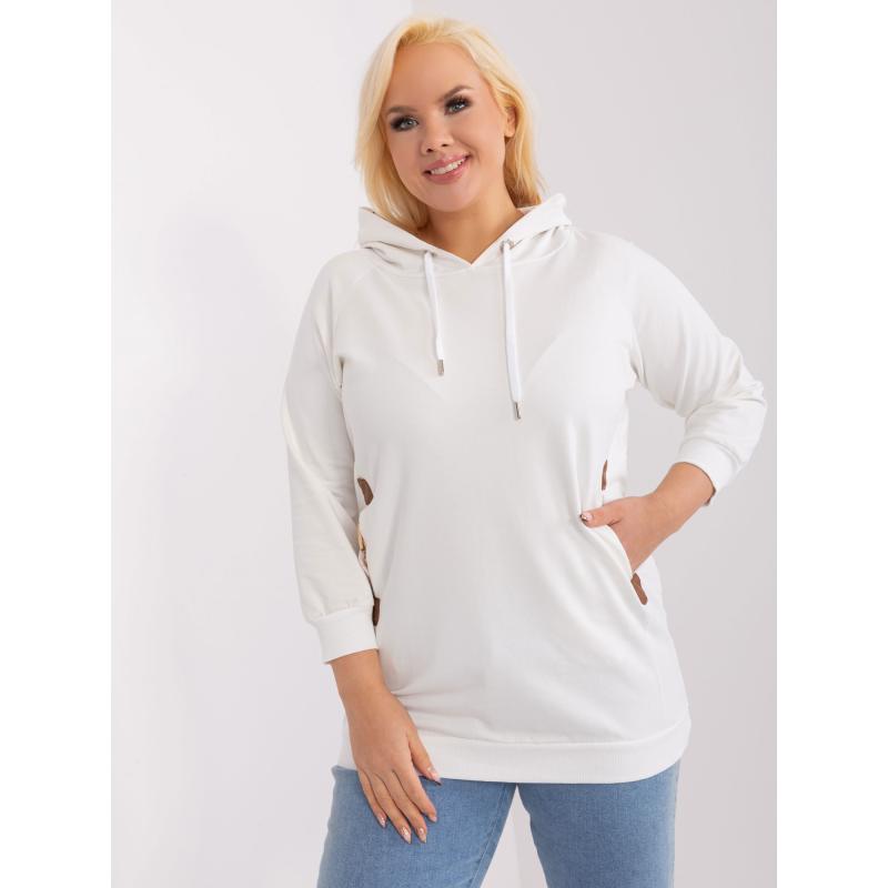 Dámská mikina plus size s kapucí ecru 