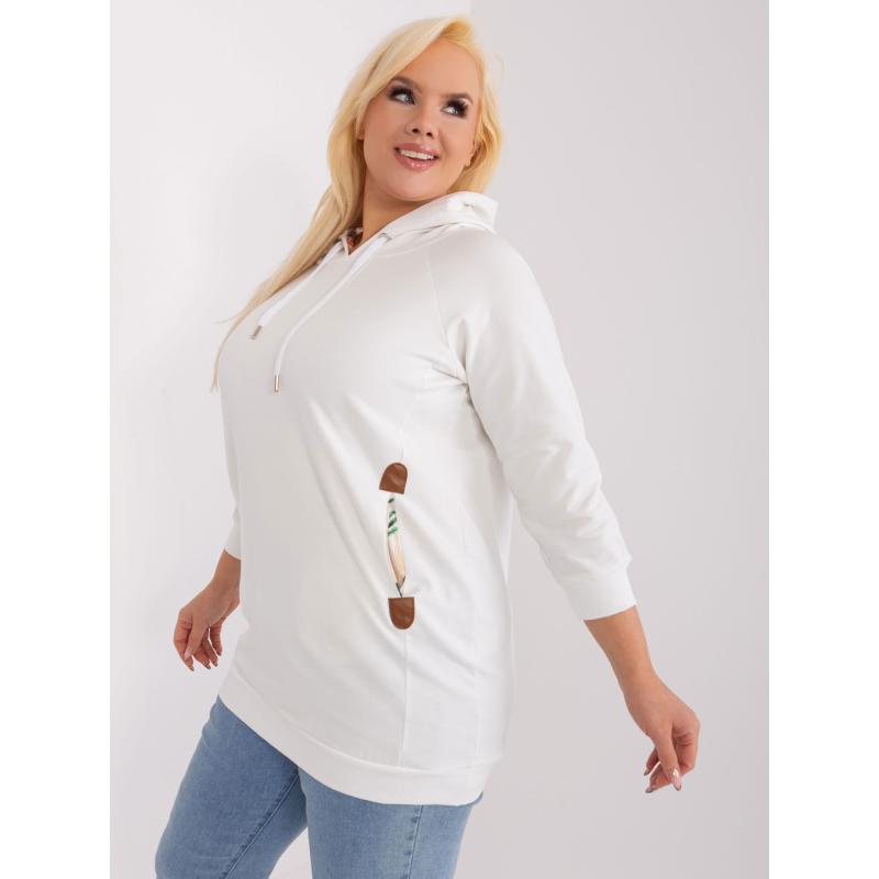Dámská mikina plus size s kapucí ecru 