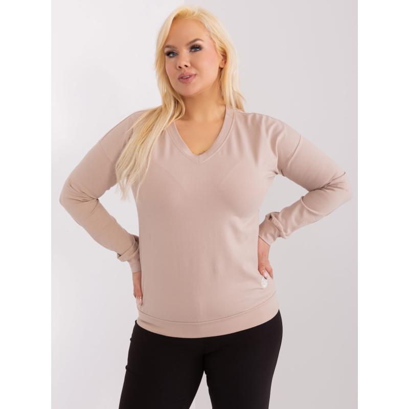 Női egyszínű pamut blúz plus size bézs