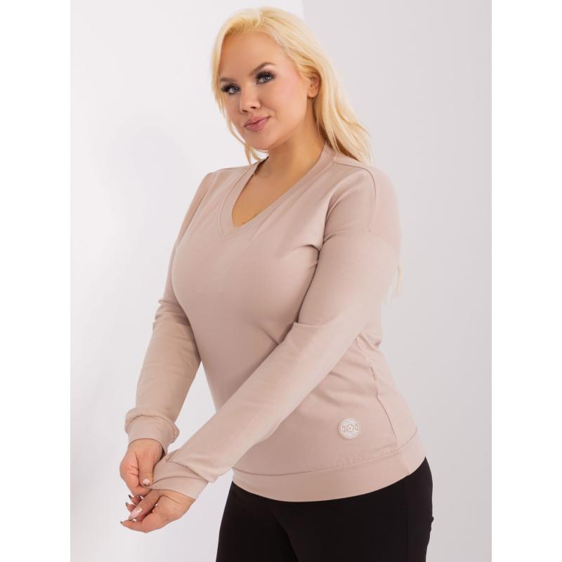 Női egyszínű pamut blúz plus size bézs