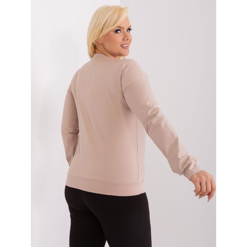Női egyszínű pamut blúz plus size bézs