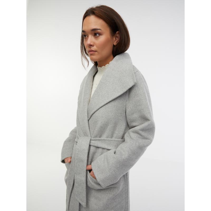 Világosszürke női gyapjú kabát