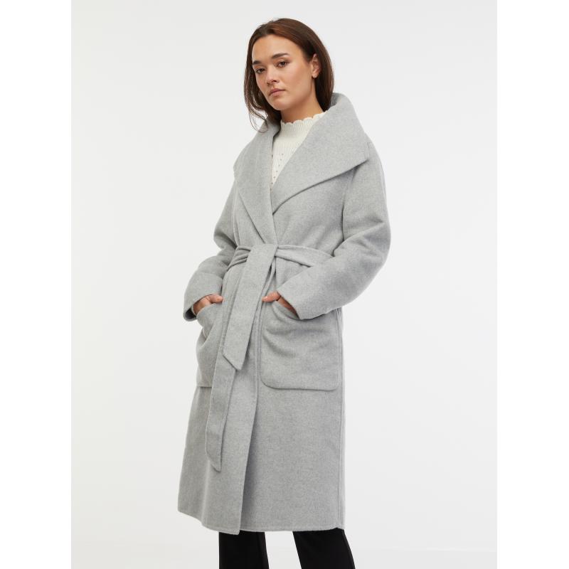 Világosszürke női gyapjú kabát