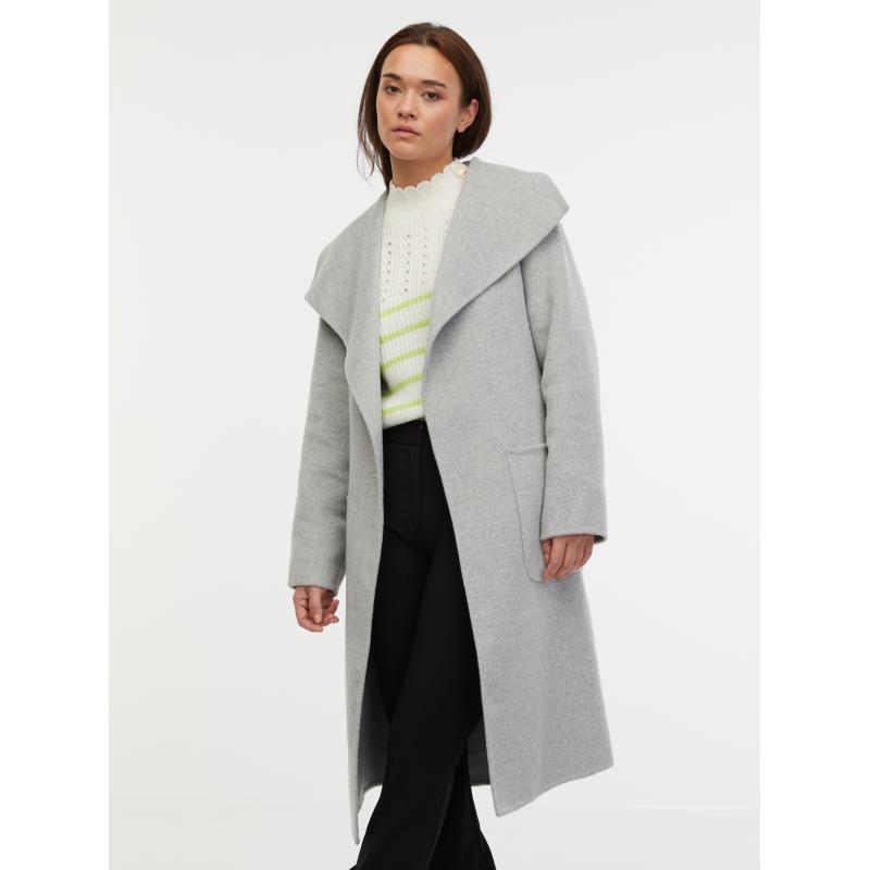 Világosszürke női gyapjú kabát