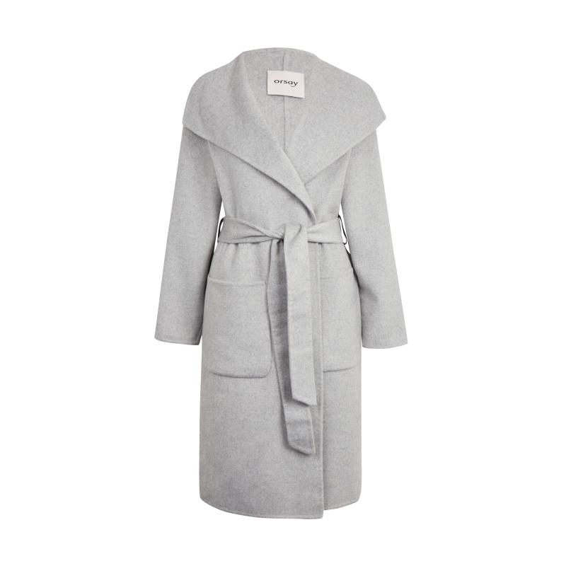 Világosszürke női gyapjú kabát