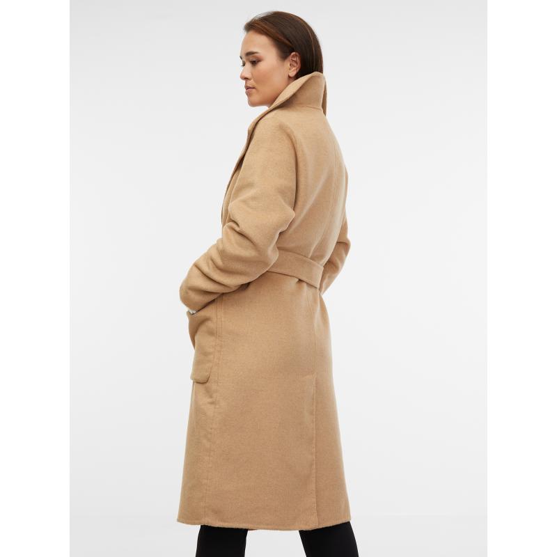 Béžový dámský kabát s příměsí vlny