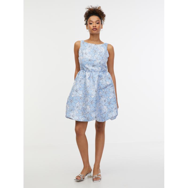 Světle modré dámské květované šaty