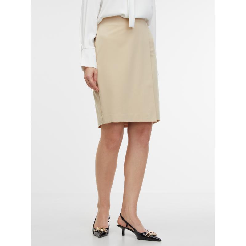 Béžová dámská pouzdrová sukně