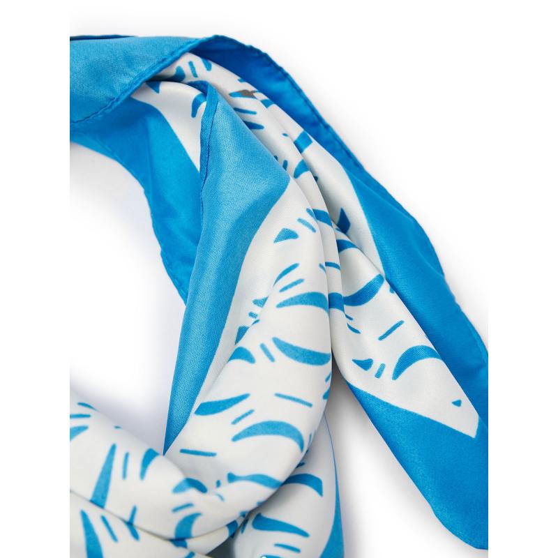 Modro-biela dámska vzorovaná saténová šatka