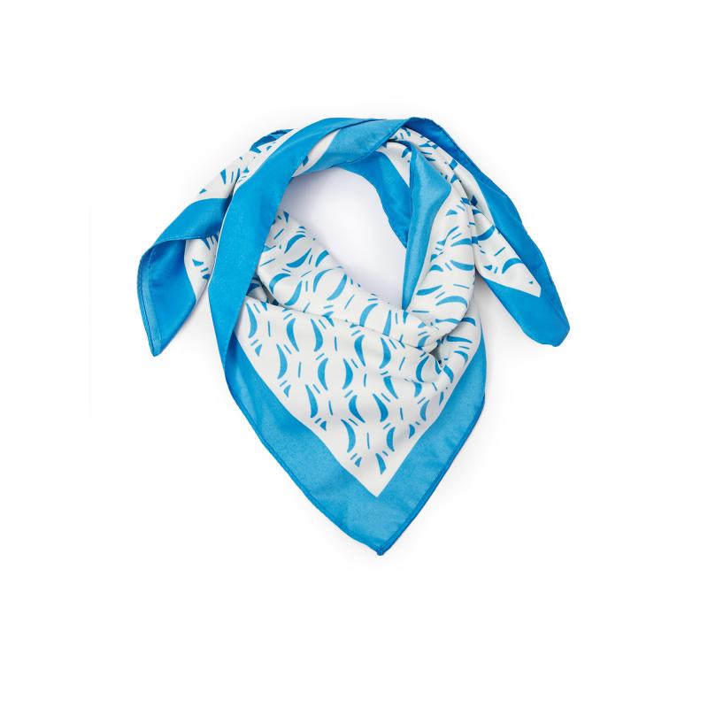 Modro-biela dámska vzorovaná saténová šatka