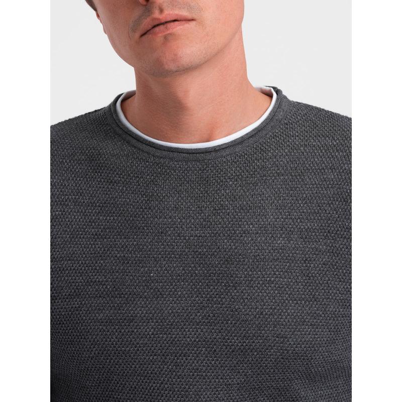 Férfi pamut kerek nyakú pulóver V2 OM-SWSW-0103 grafit