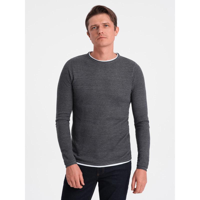 Férfi pamut kerek nyakú pulóver V2 OM-SWSW-0103 grafit