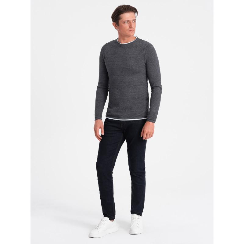 Férfi pamut kerek nyakú pulóver V2 OM-SWSW-0103 grafit