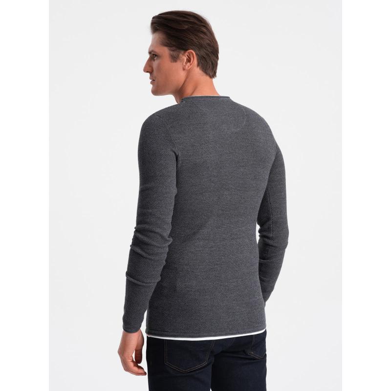 Férfi pamut kerek nyakú pulóver V2 OM-SWSW-0103 grafit