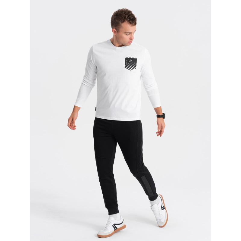 Pánské tričko s potiskem a dlouhým rukávem V1 OM-LSPT-0118 bílé 