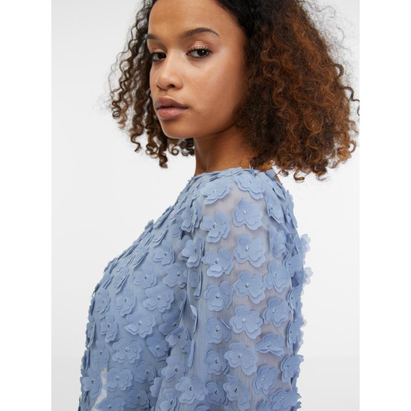 Světle modrá dámská květovaná halenka