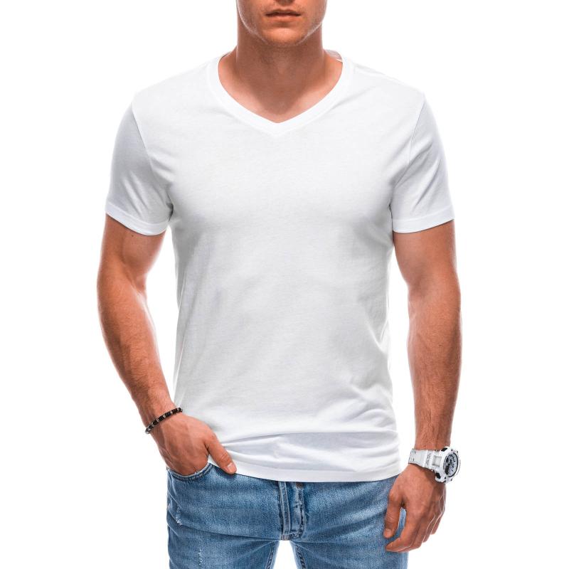 Pánské tričko s výstřihem do V EM-TSBS-0101 bílé 