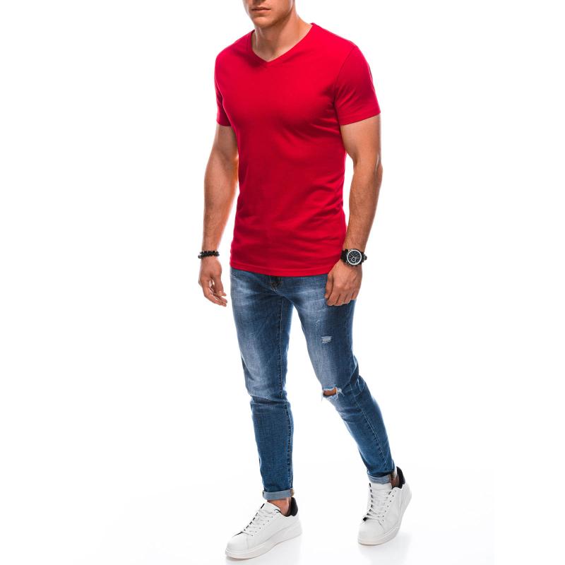 Pánské tričko s výstřihem do V EM-TSBS-0101 červené 