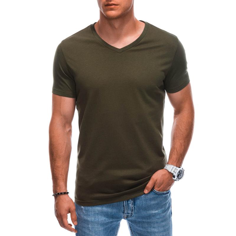 Pánské tričko s výstřihem do V EM-TSBS-0101 olivové 