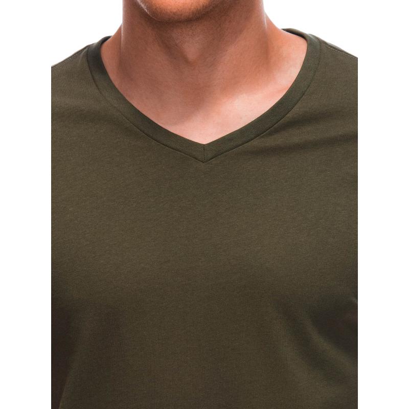 Pánské tričko s výstřihem do V EM-TSBS-0101 olivové 