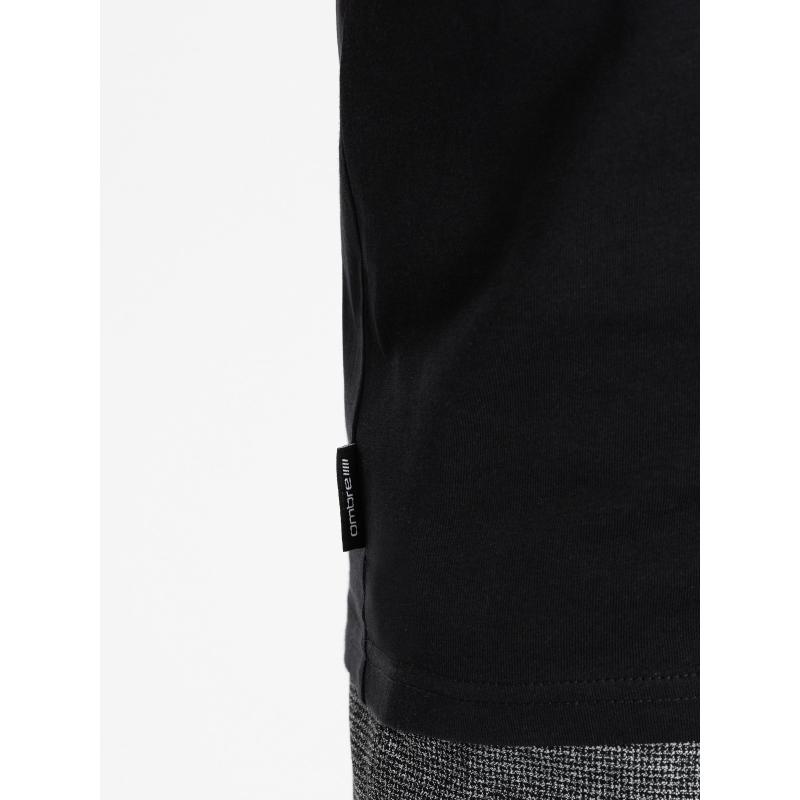 Pánské klasické bavlněné tričko s výstřihem BASIC černé 