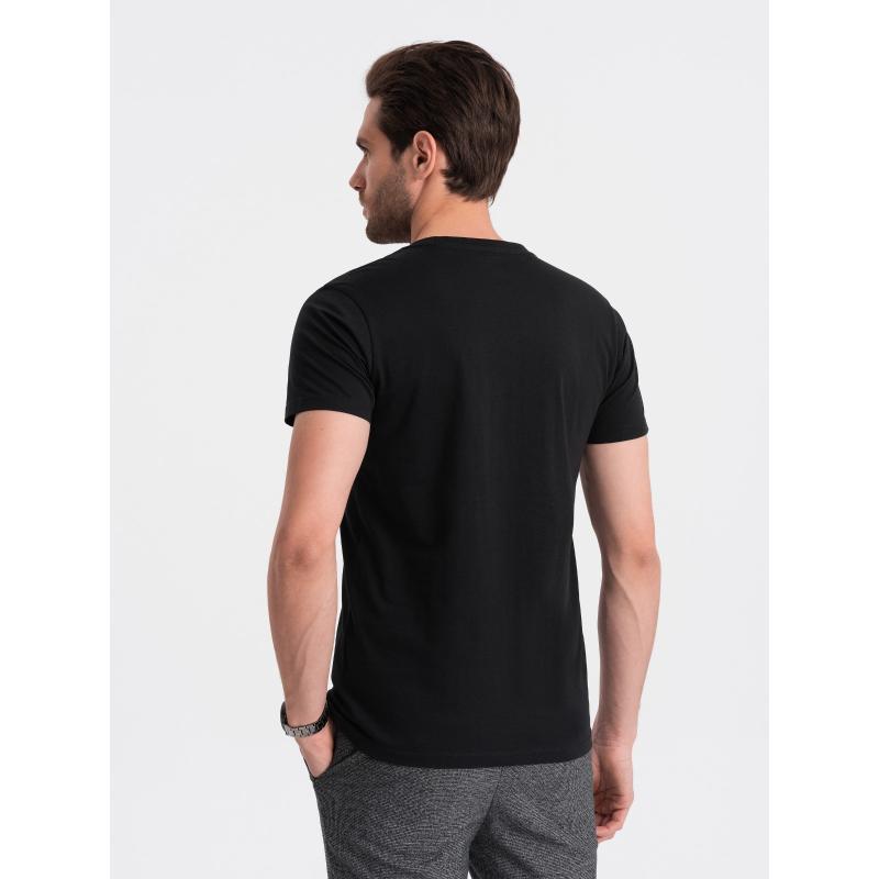 Pánské klasické bavlněné tričko s výstřihem BASIC černé 
