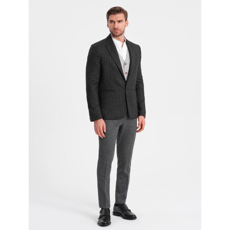 Férfi finom csíkos kabát STYLE grafit