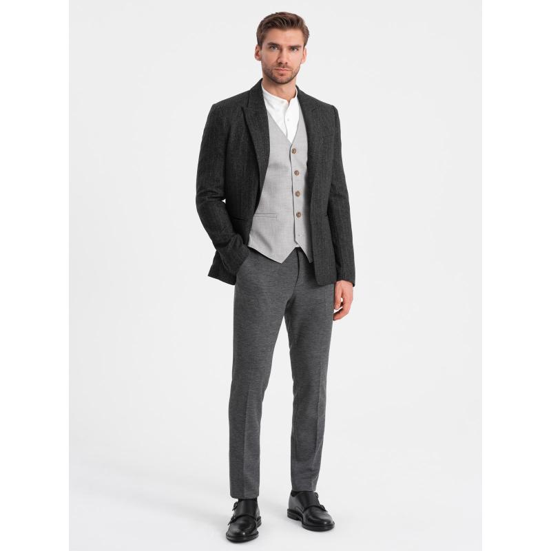 Férfi finom csíkos kabát STYLE grafit