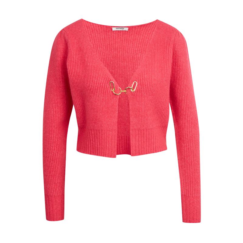 Ružový dámsky sveter so zmesou vlny