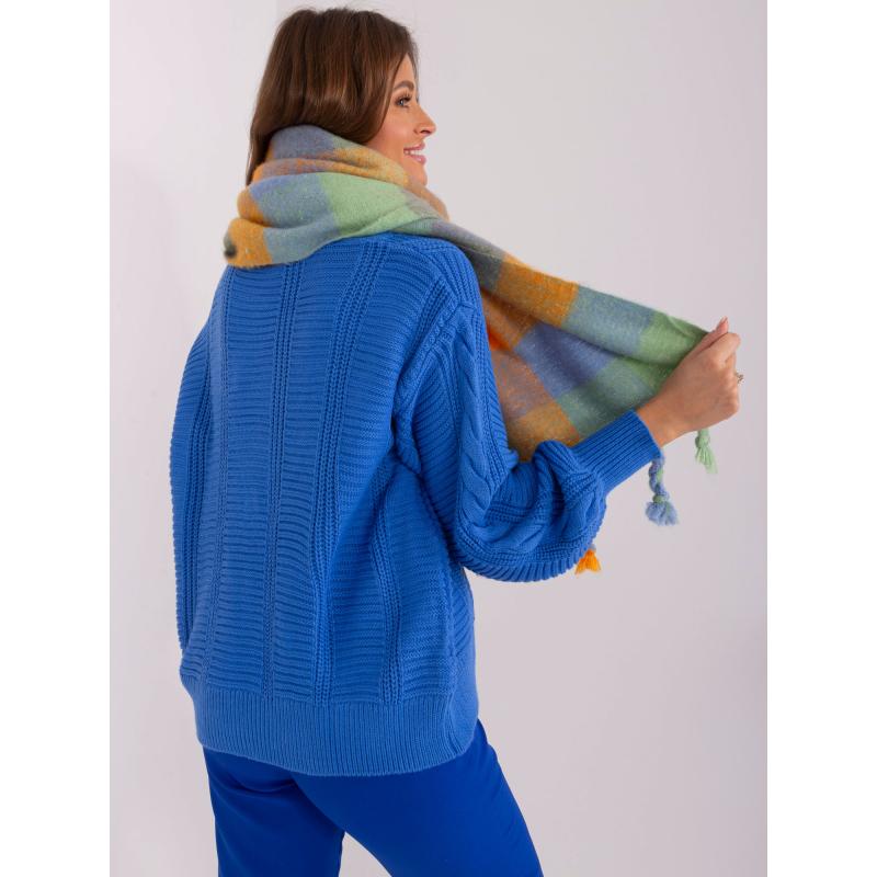 Dámský šátek s ozdobnými střapci VELL oranžový a zelený 